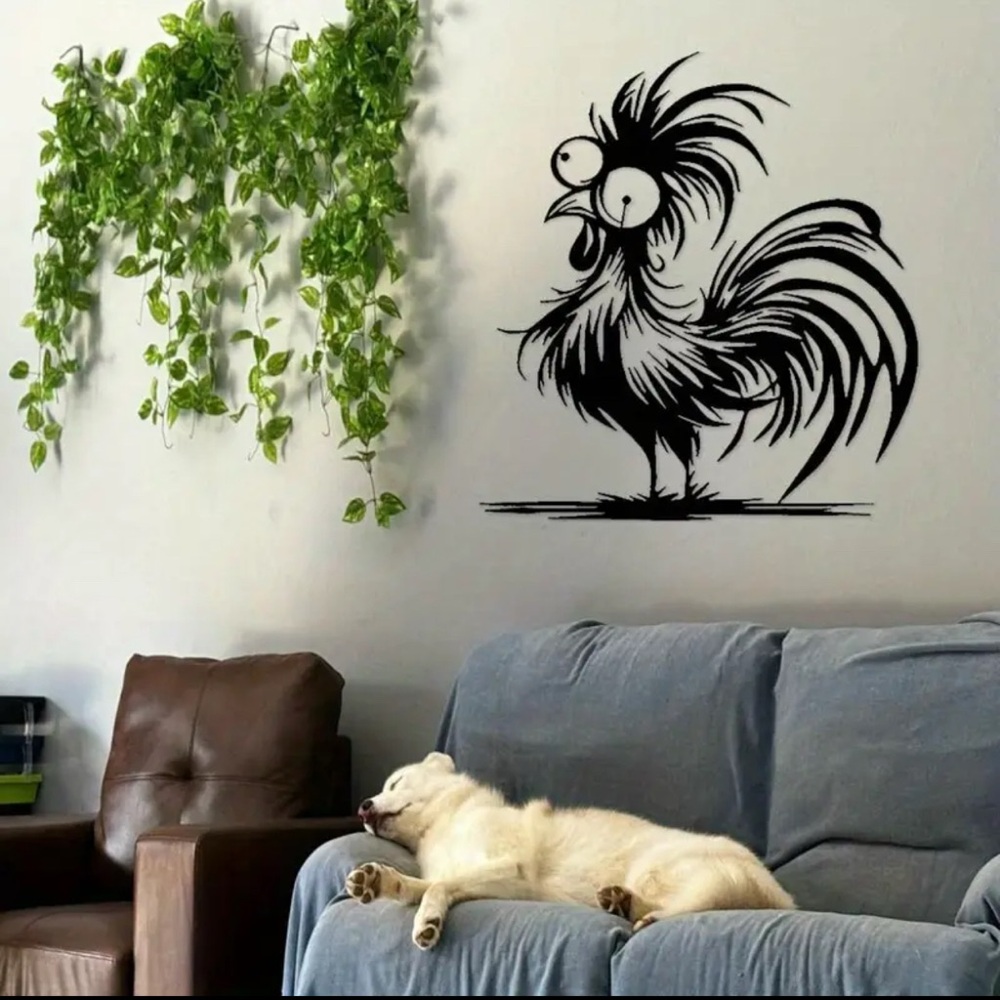 Black Rooster Wall Decal